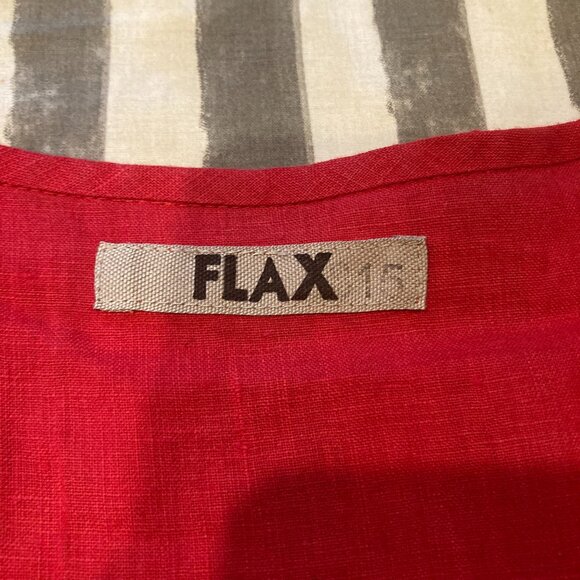 FLAX 100% Linen Long Sleeved Button DOwn Top L Tomato Red - Picture 5 of 5